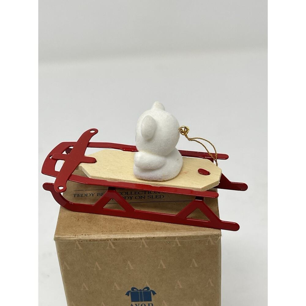 Avon Gift Collection New in Box Teddy Bear on Sled Christmase Ordainmen - Picture 6 of 7
